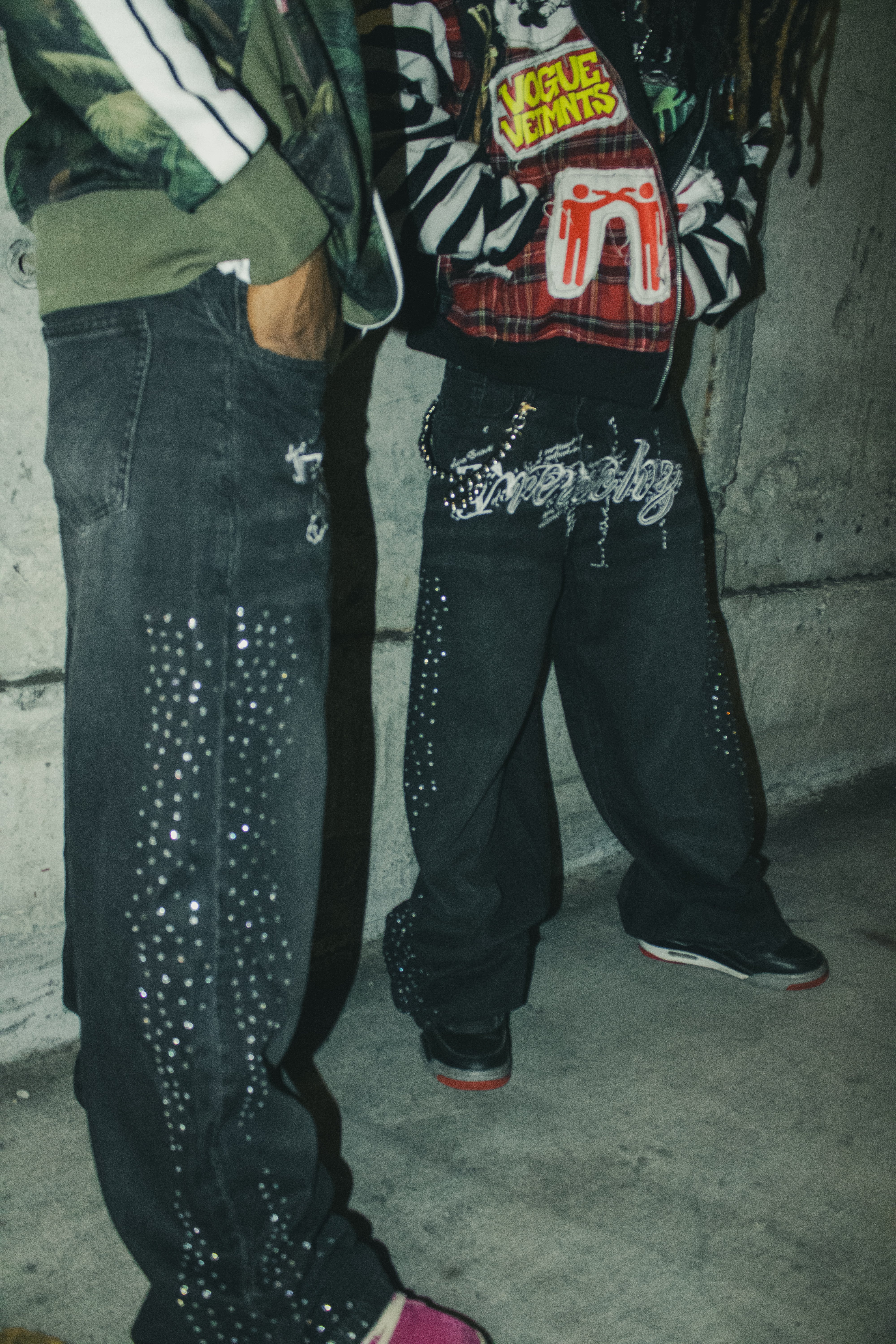 Rhinestone Baggy Denim Jeans